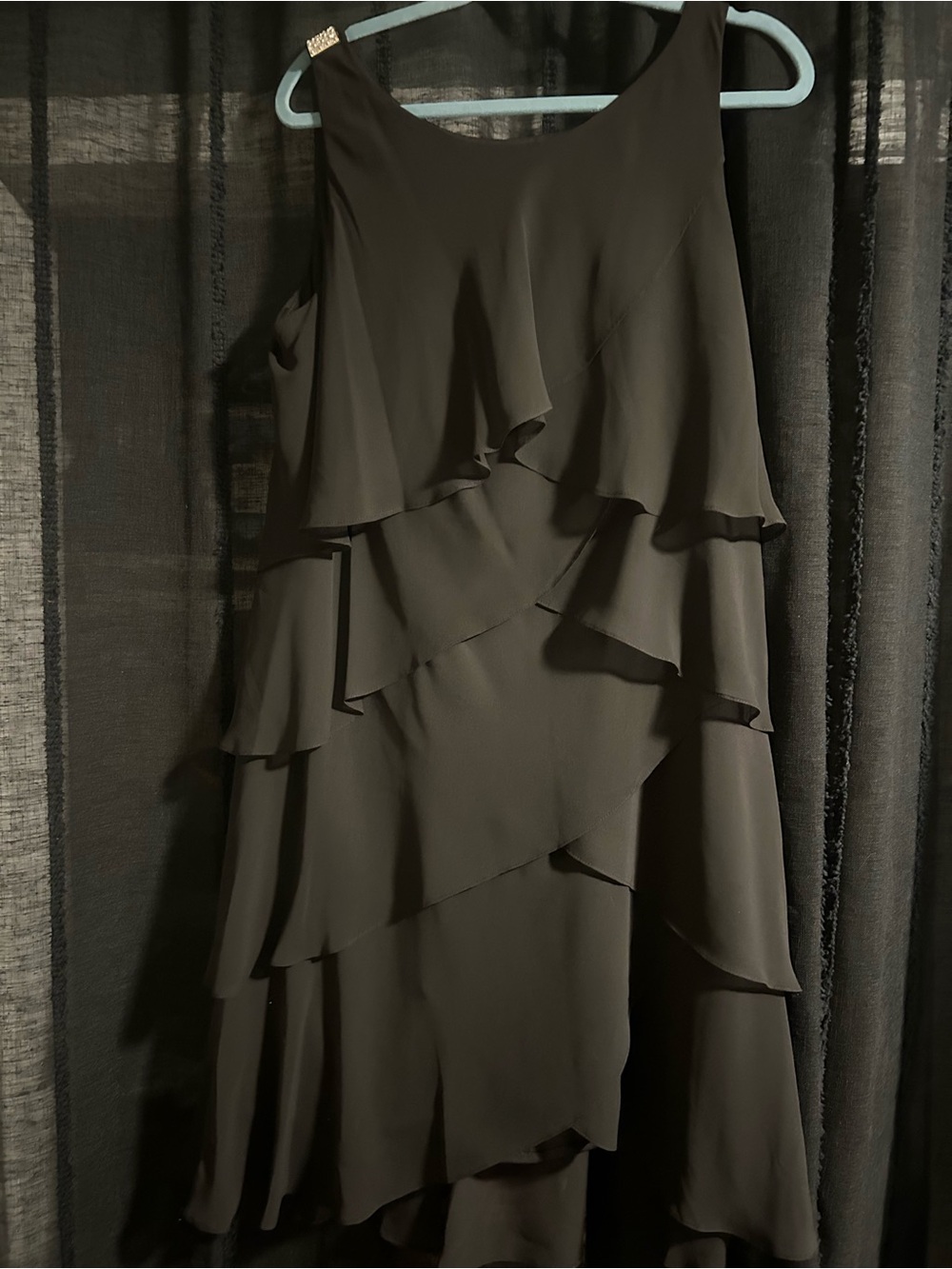 Black ruffle dress with layered ruffles #ruffle #eveningwear